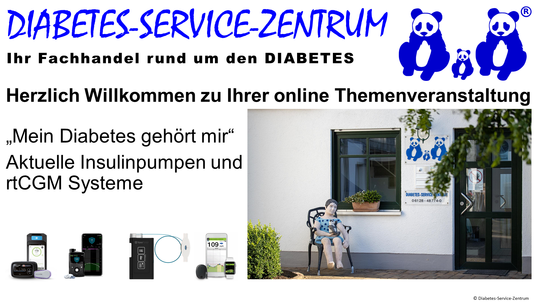 Plakat für das Webinar Insulinpumpen und rtCGM Systeme