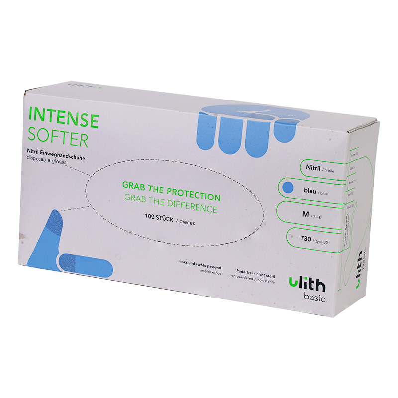 Ulith Nitril-Einmalhandschuhe blau Gröe M puderfrei 100 Stück Verpackung