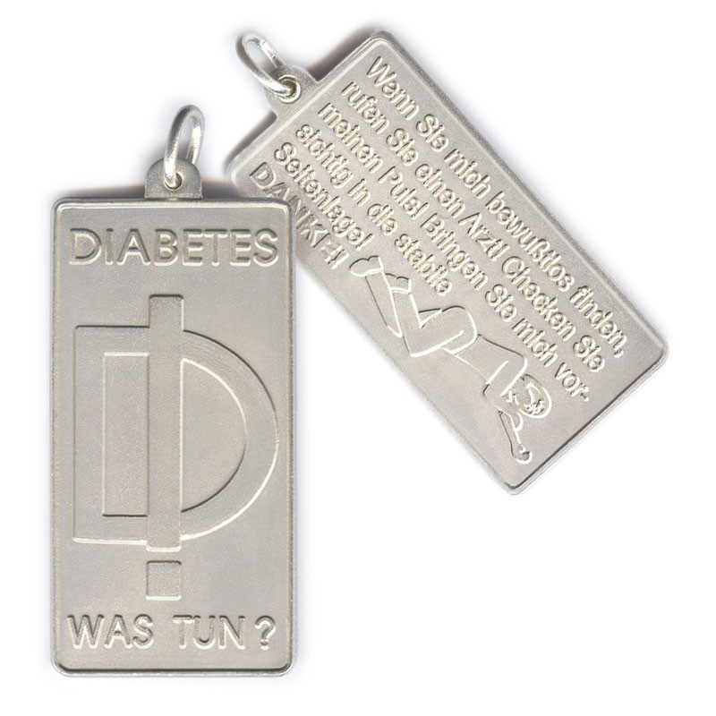 FRIO Notfallanhänger DEUTSCH Versilbert (4,2 cm * 2,2 cm)