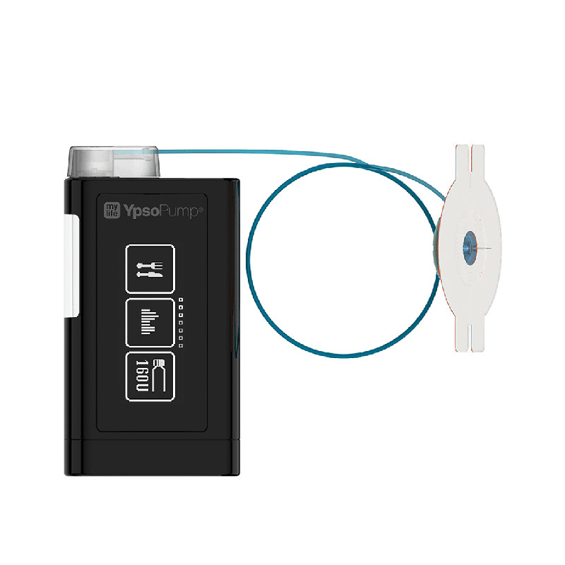 mylife YpsoPump Insulinpumpe mit angekoppelten Infusionsset